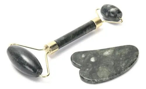 Rodillo Masajeador Facial Corporal De Jade Y Piedra Gua Sha