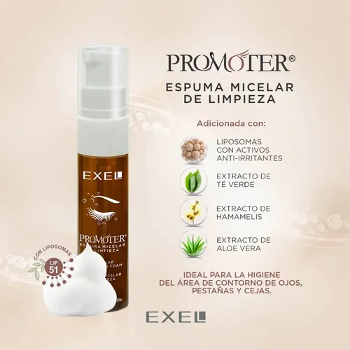Promoter Exel Limpieza Pestañas Espuma Micelar Ojos Exel
