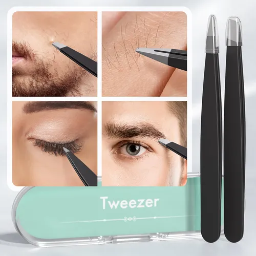 Pinzas De Precisión Para Cejas Acero Inoxidable Paquete 2
