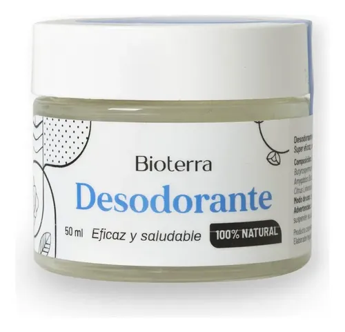 Desodorante natural en crema Bioterra 50ml fragancia sándalo geranio y limón