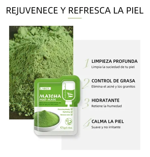 10* Mascarilla De Arcilla Verde Matcha Pieza Única 5g