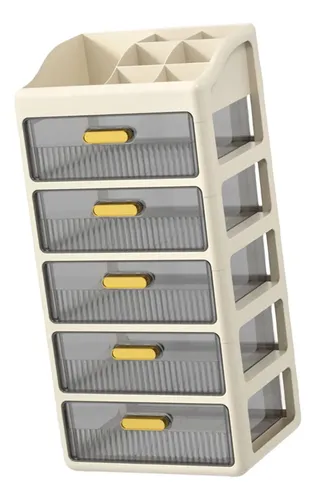 Organizador De Escritorio Y Maquillaje 5 Niveles Marrón Crem Creamy Brown 5 Tier