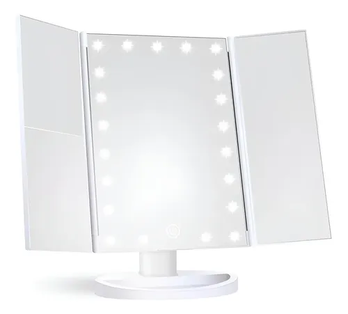 Espejo De Belleza Tocador Plegable De Tres Caras Con Luz Led