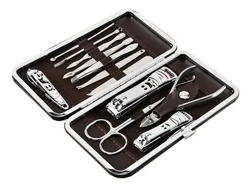 Set Manicura Pedicura 12 Piezas De Acero Inoxidable En Estuc
