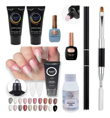 Kit Polygel X7u Powder Gel 30ml+ Pincel+ Solucion+ 3 Polygel