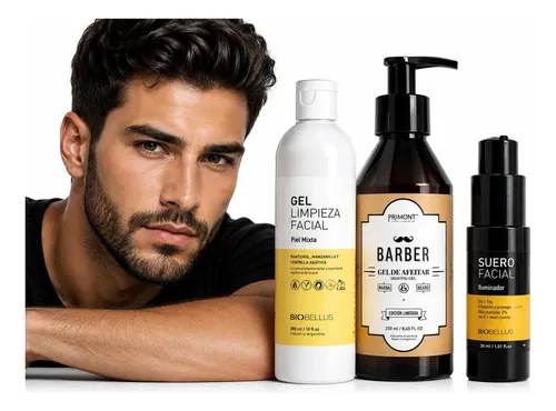 Kit Skincare Masculino Biobellus Gel Afeitar Limpieza Suero