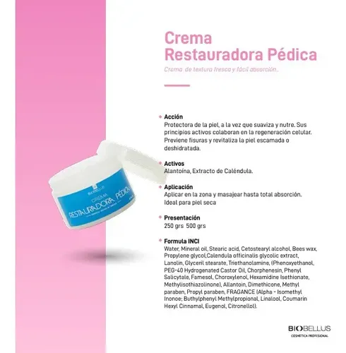 6 Crema Restauradora Pédica Caléndula – Biobellus 500gr