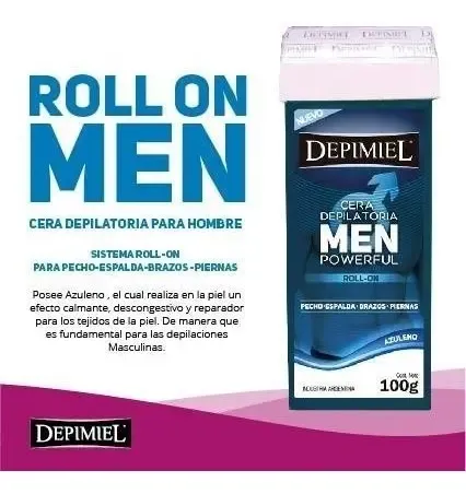 Cera Depimiel Roll-on Men Hombre Powerful X100g