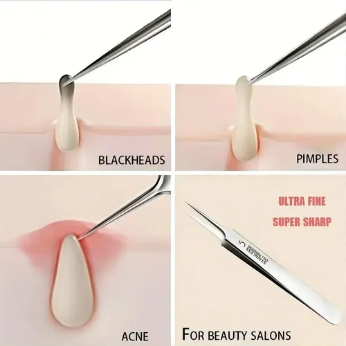 Juego De 3 Pinzas Faciales Ultrafinas Para Cejas ~