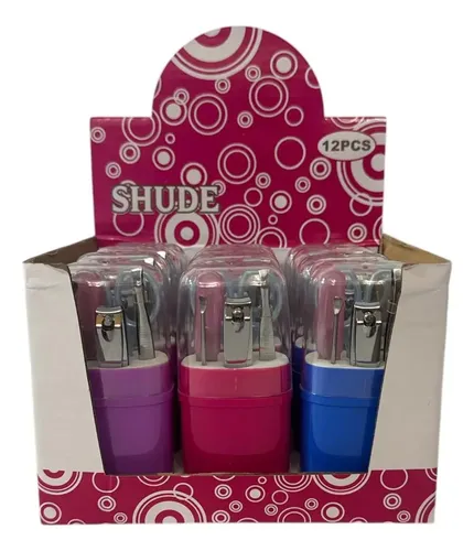 Caja Exhibidora Con 12 Kits Manicura Portátil Set 5 Piezas