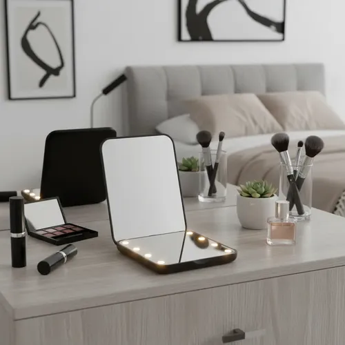 Espejo De Maquillaje Mini Con Luz Led Facil Transportar
