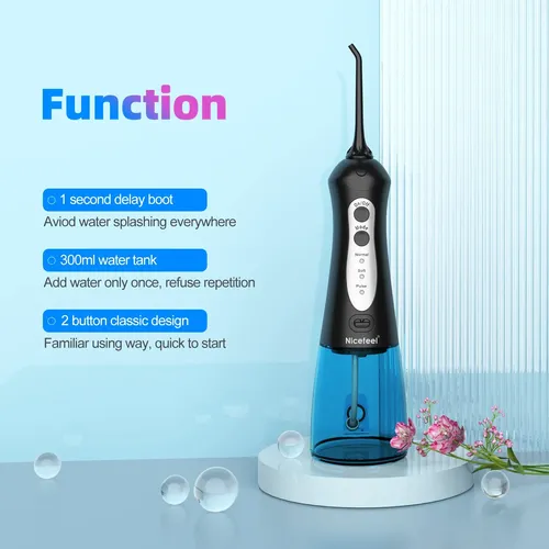 Hilo Dental Inalámbrico Nicefeel 300ml, Portátil Y Recargabl Blue Black
