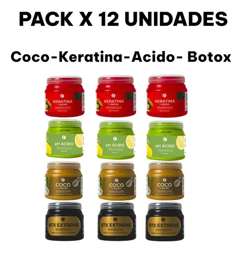 Baño De Crema Botox + Keratina + Coco + Acido 240g X 12uni