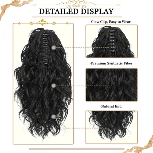 12 Extensiones De Cabello Rizado En Clip Para Coleta