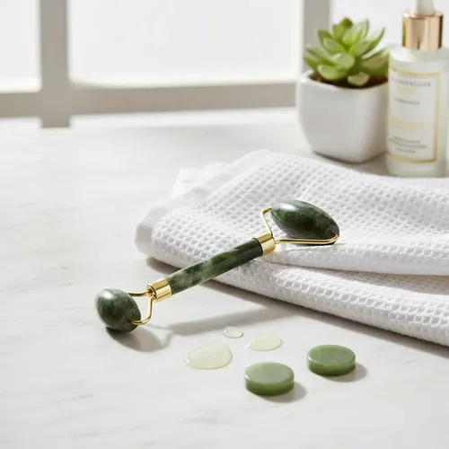 Roller Doble Jade Natural Masajeadores Facial Piedra Rodillo