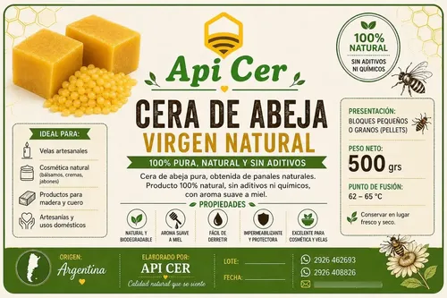 Cera De Abeja 500 Gr Virgen En Escamas Filtrada Natural