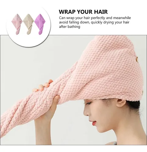 Gorra De Secado 3pcs Coral Fleece Suave Para El Hogar