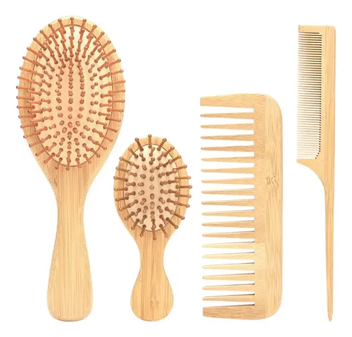 Set De 4 Cepillos Y Peines Desenredantes Para Cabello