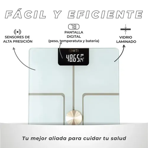 Balanza Digital De Baño Mti Bluetooth Personal Corporal Con Aplicacion 180kg Color Negro