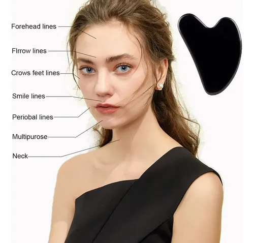 Gua Sha Facial Ditind Obsidiana Negra Masaje Corporal
