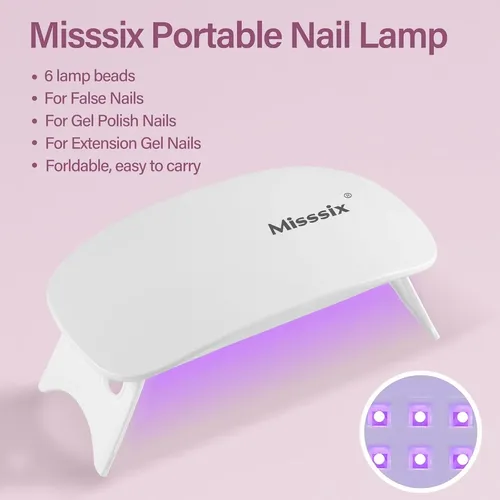 Kit De Uñas Gel Misssix Xs Almond Con Lámpara Uv