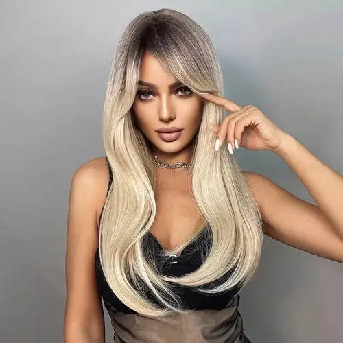Pelucas De Cabello Sintético Rubio Ombré Para Mujeres -///