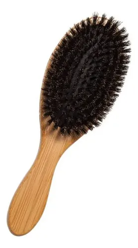 Cepillo De Cabello De Cerdas Naturales Con Mango De Bambú,
