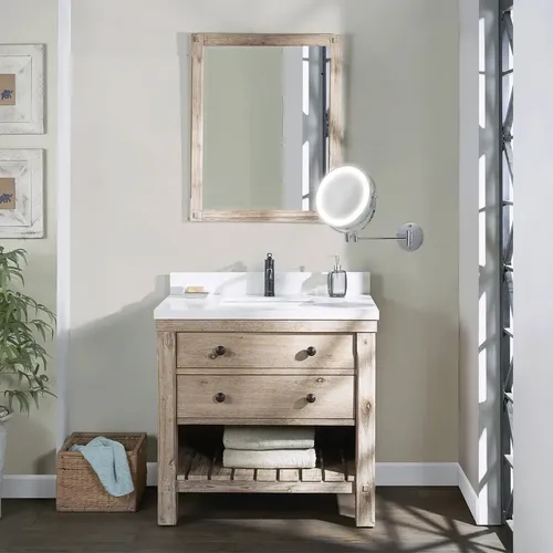 Espejo Luz Maquillaje Pared Aumento X5 Doble Faz 22 Led