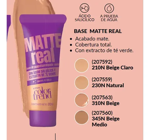 Avon Base Líquida Color Trend Matte Real 20ml