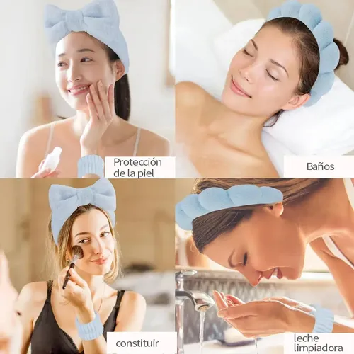 6 Pcs Diademas De Pelo Y Muñequeras Horquilla Maquillaje