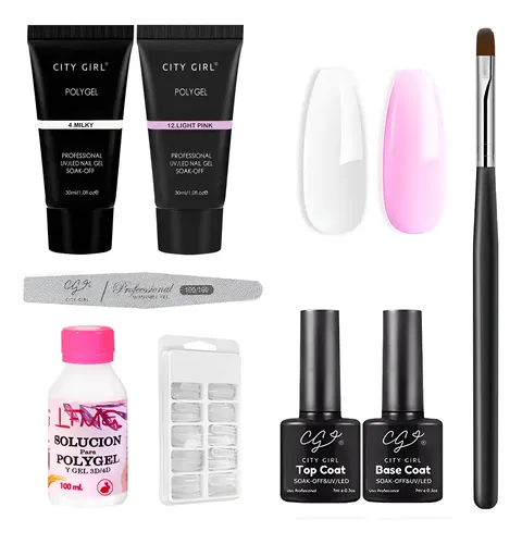 Kit X8 Polygel Uñas Soft Gel Semipermanente Set Completo