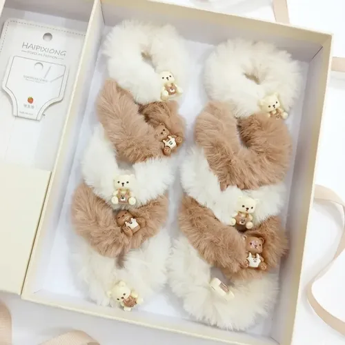Pack X 10 Colitas Peluche Para El Pelo Colores Surtidos