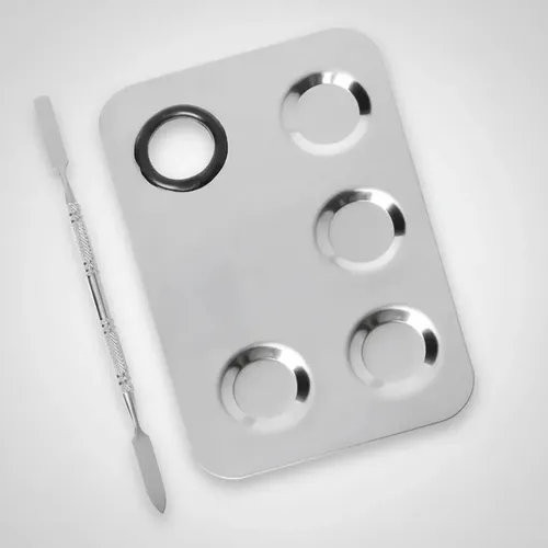 Paleta Mezcladora Y Espatula De Acero Para Maquillaje