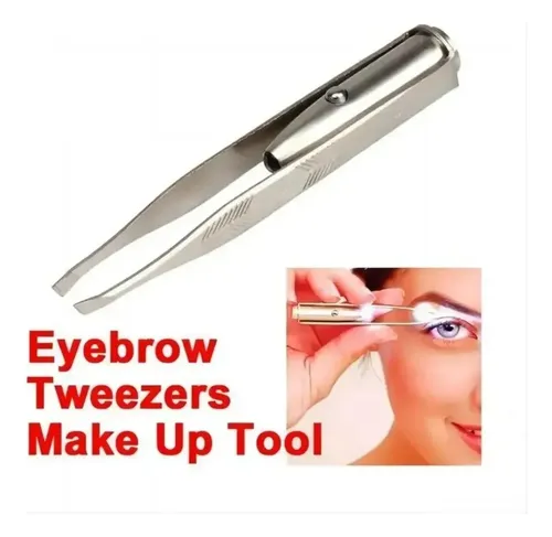 Q Pinza Para Cejas Con Luz Led De Acero Inoxidable W