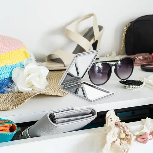 Espejo De Viaje Portátil Compacto Para Cosméticos Con Funda