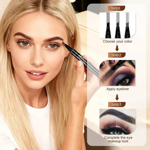 Lápiz De Cejas Microblading Waterproof 4 Puntas Negro
