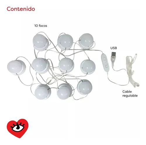 Kit 10 Focos Lamparas Luz Led Espejo Usb Maquillaje Camarin Veoquiero