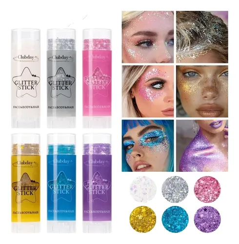 6 Barras De Gel Iluminadoras Con Purpurina Para Rostro, Vell