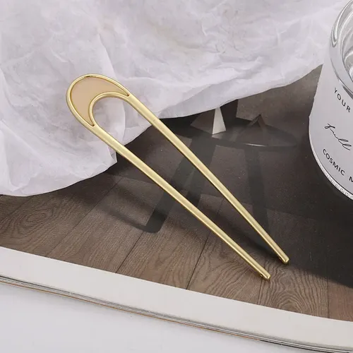 Pinza Para El Pelo En Forma De U De Metal Minimalista (1 #mo Glossy Gold