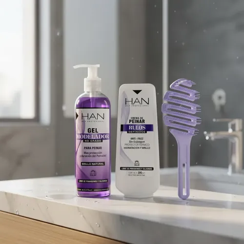 Han Kit Rulos Gel Modelador + Crema De Peinar+ Cepillo Curly