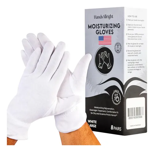 Guantes Algodón Blancos Hidratantes Para Dormir 8 Pares