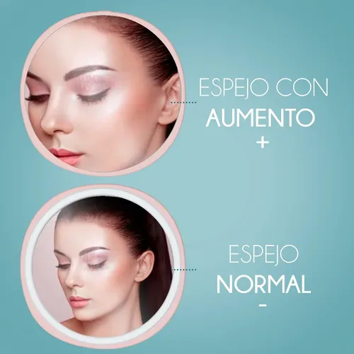 Espejo De Maquillaje Portátil Y Recargable Usb Con Luz Led Y Aumento Plegable Para Bolsillo Viaje Color Rosa