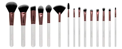 Set 15 Brochas Y Pinceles De Maquillaje Fascino Crueltyfree Rosa