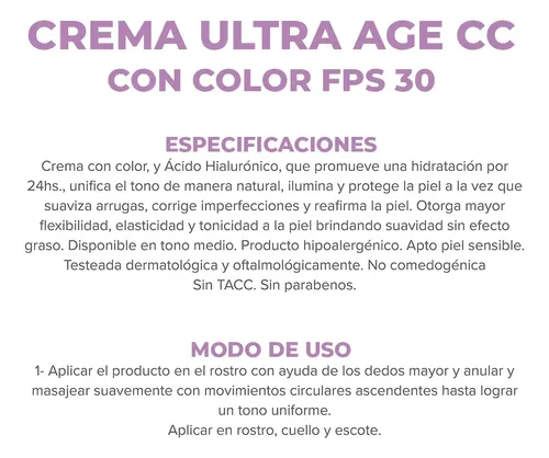 Dermaglós Cc Cream Ultra Age Tono Medio Fps30 X 50 Gr