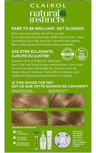 Tinte Demi-permanente Clairol Natural Instincts 8 Rubio