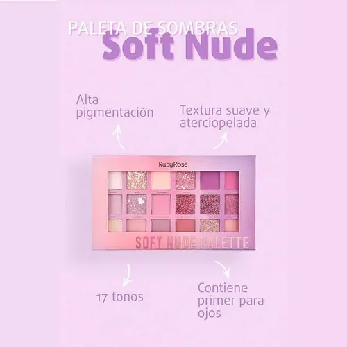 Ruby Rose Soft Nude paleta de sombras ojos rosa claro