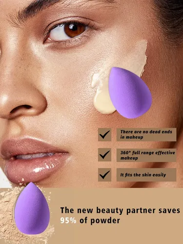 Set De Brochas Y Esponjas De Maquillaje Profesional Violeta