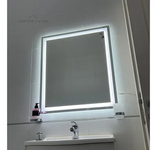 Espejo Esmerilado Rectangular Luz Led 100x70cm