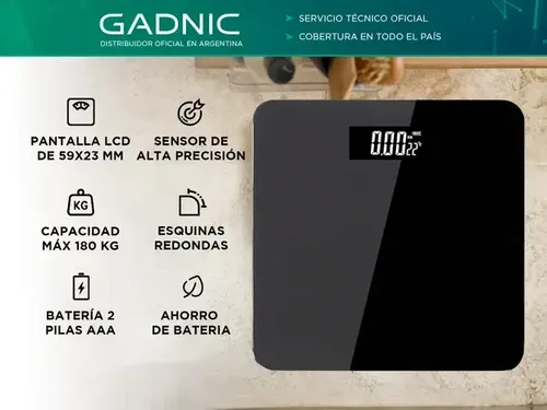 Balanza Digital Gadnic De Baño Maximo 180kg Plato De Vidrio