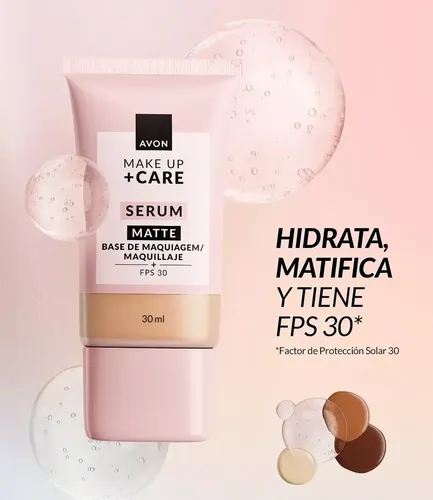 Base Serum Avon Fps 30 Matte Tono 140q Light Ochre X 30ml.